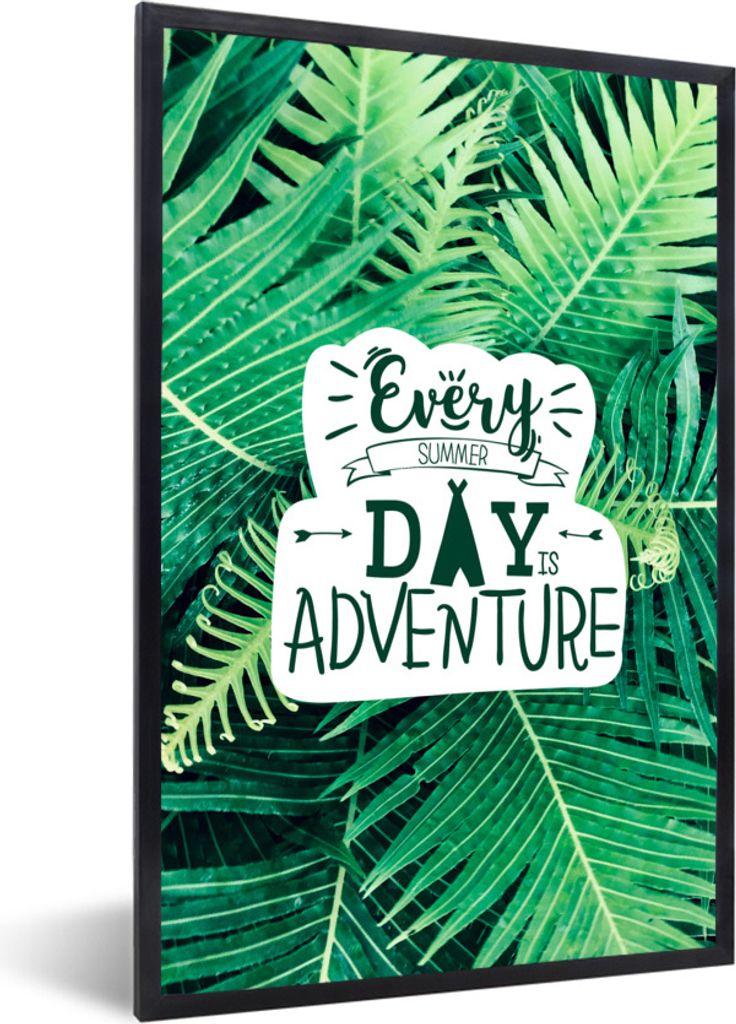 MuchoWow Gerahmtes Poster Sommer - Zitate - Pflanzen 60x90 cm - Poster mit Schwarzem Bilderrahmen Wandposter Rahmen Foto Bilder - Kunst