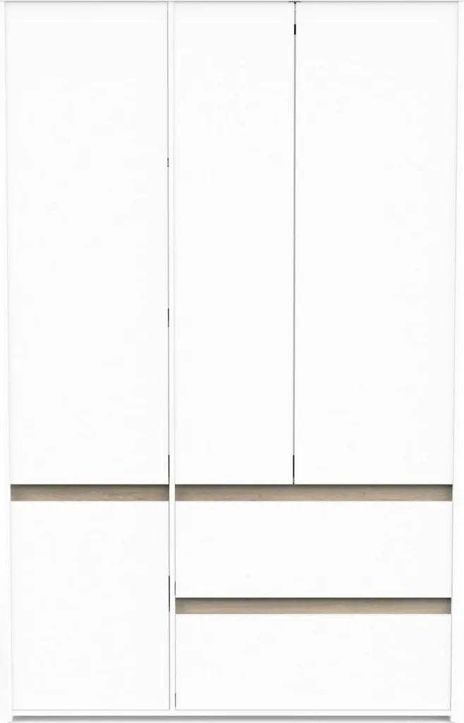Armoire 4 Portes CLYDE CALICOSY Chêne Kronberg et Blanc Mat H220 cm