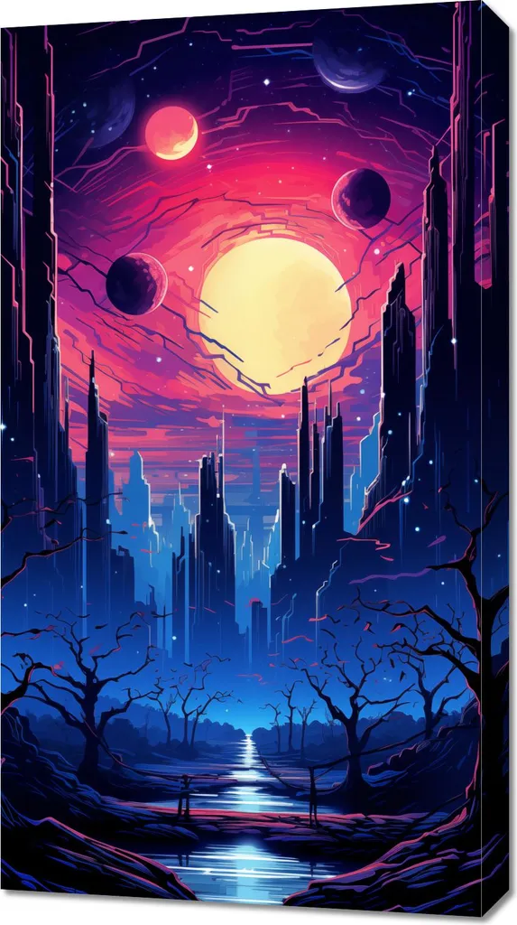 Quadro Città Stellata 50x90 cm - Stampa Artistica Arredo Interni Casa