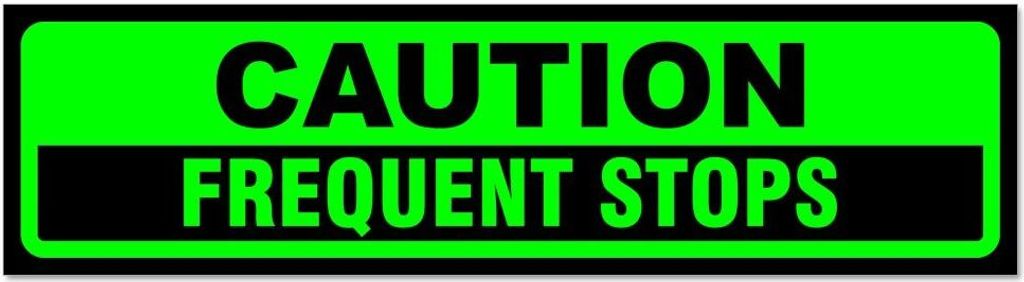 Kiwistar - Autoaufkleber - Grün - Schwarz - 60 x 16 cm - Caution Frequent Stops - Hinweis Aufkleber Sticker für Auto, Kfz, Fahrrad, PKW, LKW