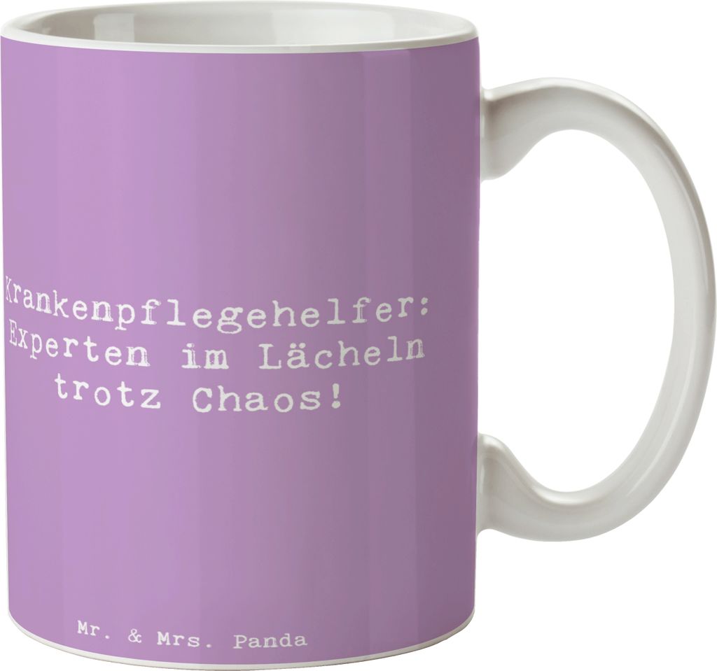 Mr. & Mrs. Panda Tasse Spruch Krankenpflegehelfer Lächeln - Lavendeltraum - Geschenk, Pott, Becher, Berufsleben, kaffeetasse bedruckt, Helden des ...