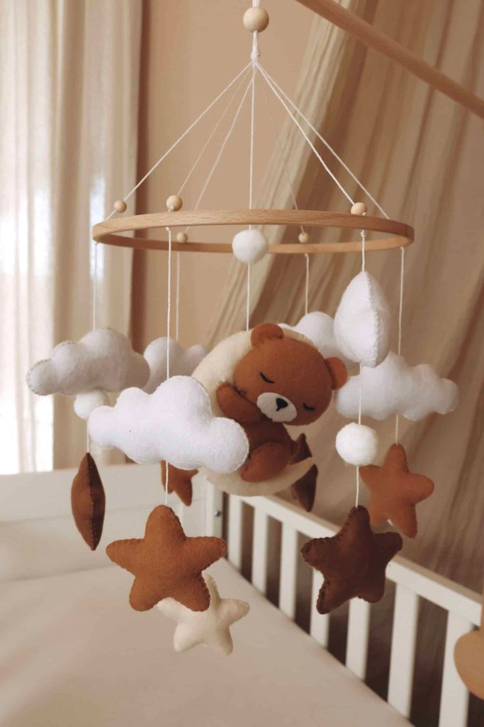 Handgefertigtes baby mobile Sleeping Teddy