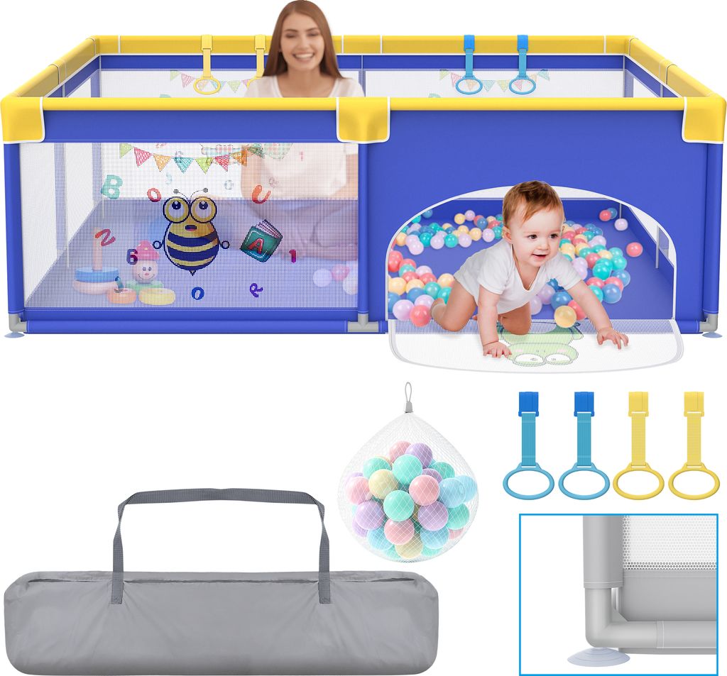 LZQ Laufstall Baby 200x180cm, Laufgitter Baby Absperrgitter Produktbild 