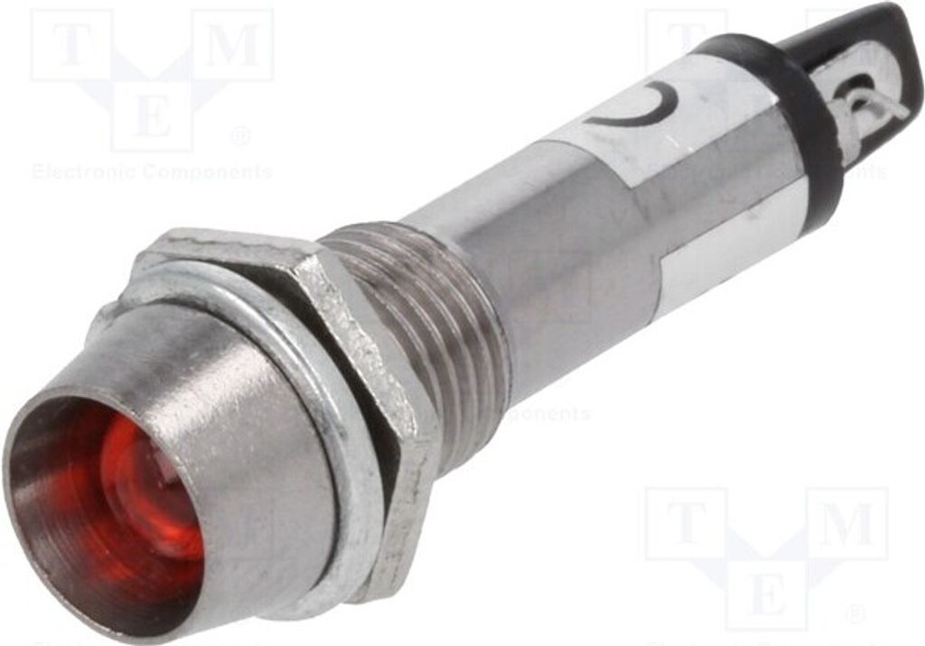 5x Kontrollleuchte: LED Öffng: Ø8,2mm 12VDC konkav IP40 Metall IND8-12R-B LED-Kon