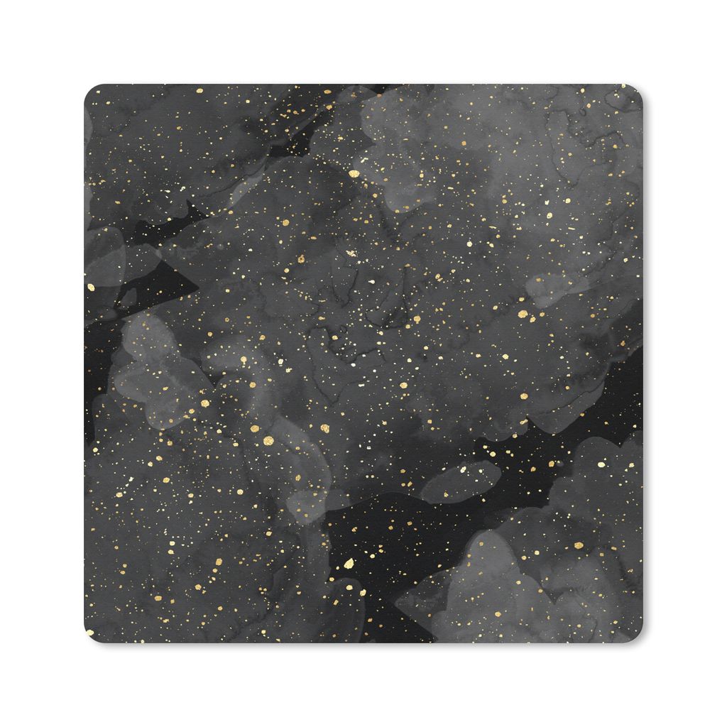 MuchoWow Mauspad Mousepad Marmor - Glitter - Gold - Schwarz - Muster 20x20 cm - Mousepads - Maus Mat - Pad - Mausunterlage - Desk Mat - Bureauart...