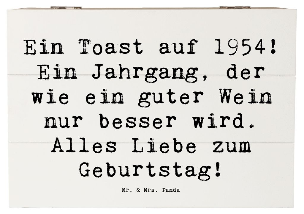 Mr. & Mrs. Panda Schatulle Spruch 1954 Geburtstag 22 x 15 cm - Weiß - Geschenk, Erinnerungen, fotobox, Happy Birthday, Kiste, runder, Geschenkbox,...