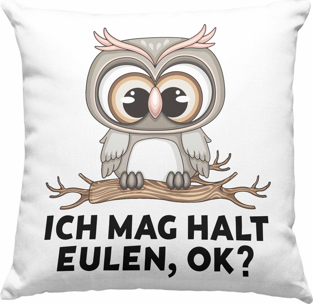 Trendation - Eulen Fans Deko-Kissen mit Füllung 40x40 Geschenk Eulenliebhaber Geschenkidee Ich Mag Halt Eulen Ok (Rosa)