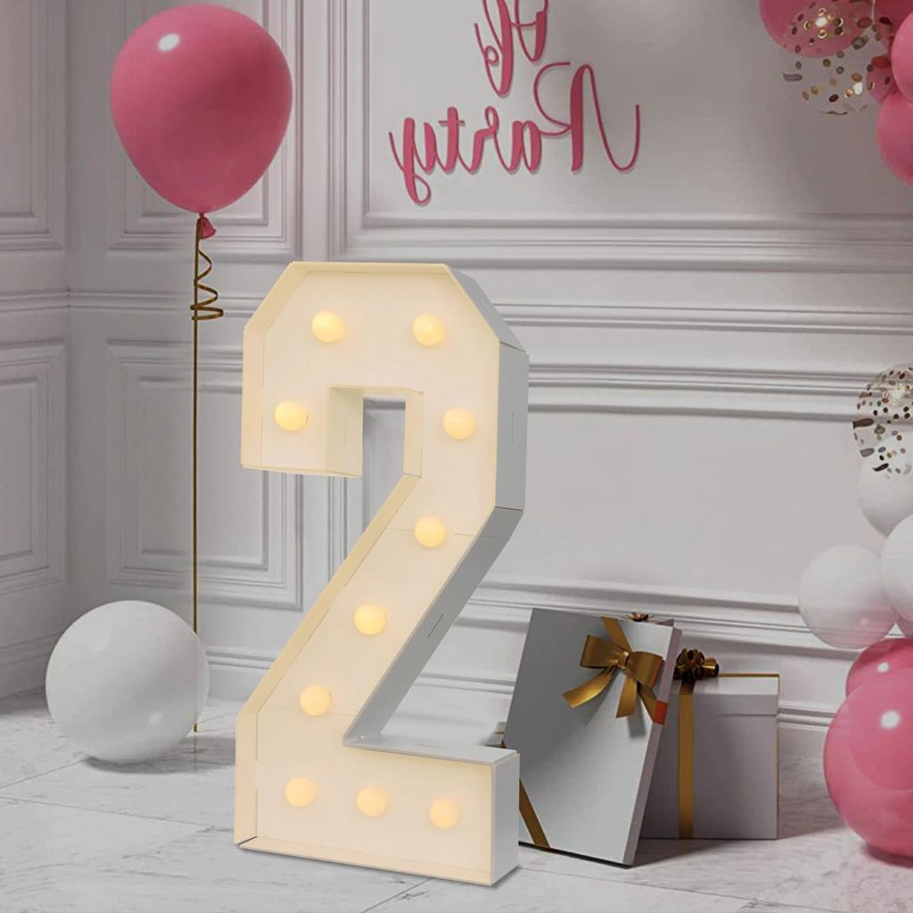 Riesenzahl 2 - Acryl Dekoration - Größe 100 x 48 cm - DIY - Geburtstag Hochzeit Jubiläum Party - Fluoreszierend Gelb