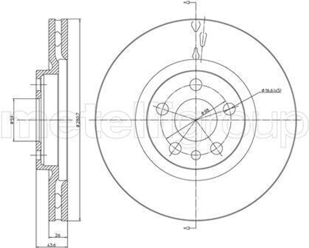 2x METELLI Bremsscheibe 23-0338 für FIAT Scudo Kastenwagen (220_) ULYSSE (220)