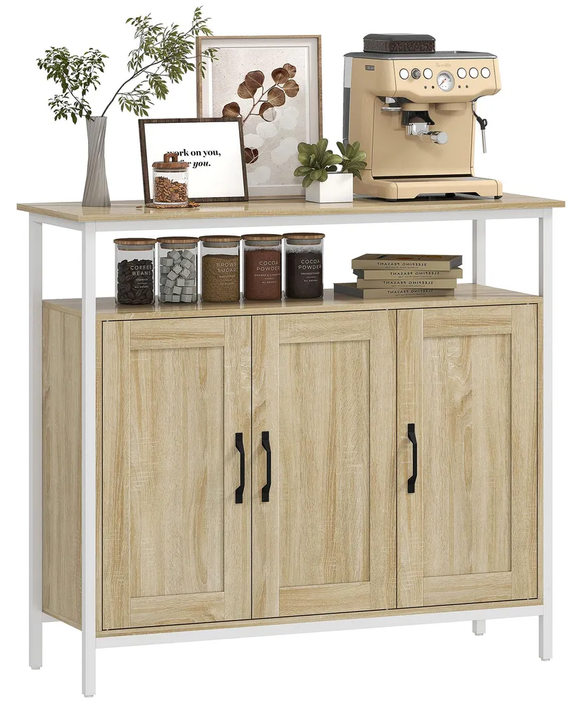 Buffet Gain de Place 3 Portes pour Organiser les Petits Espaces Bois