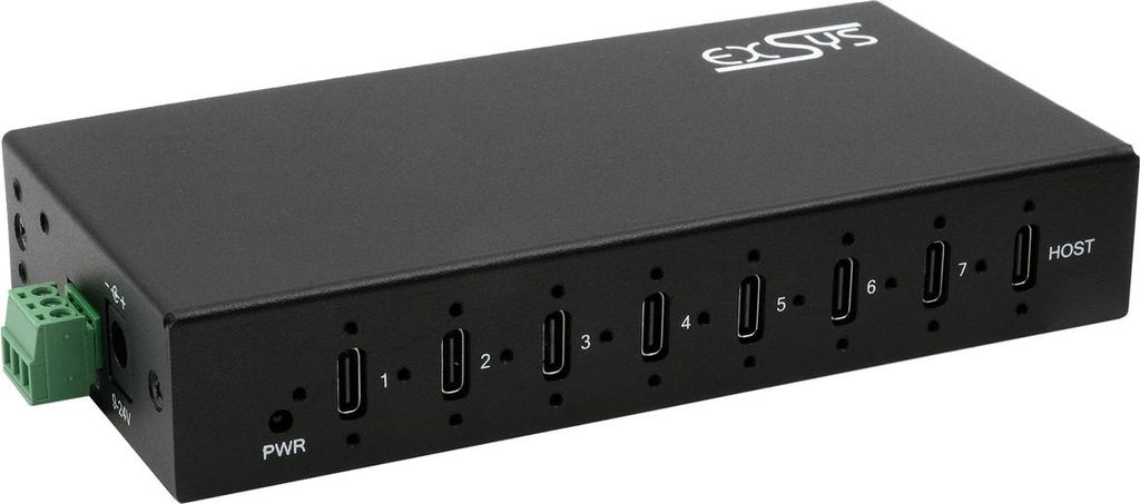 EXSYS GmbH 7-Port USB 3.2 Gen 2x1 Metall HUB, 7x USB-C, 57W (EX-12277HMS)