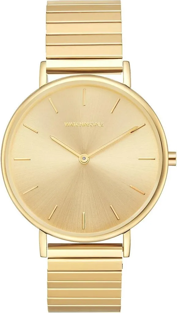 Montre à quartz Watchpeople femme avec bracelet en cuir véritable noir