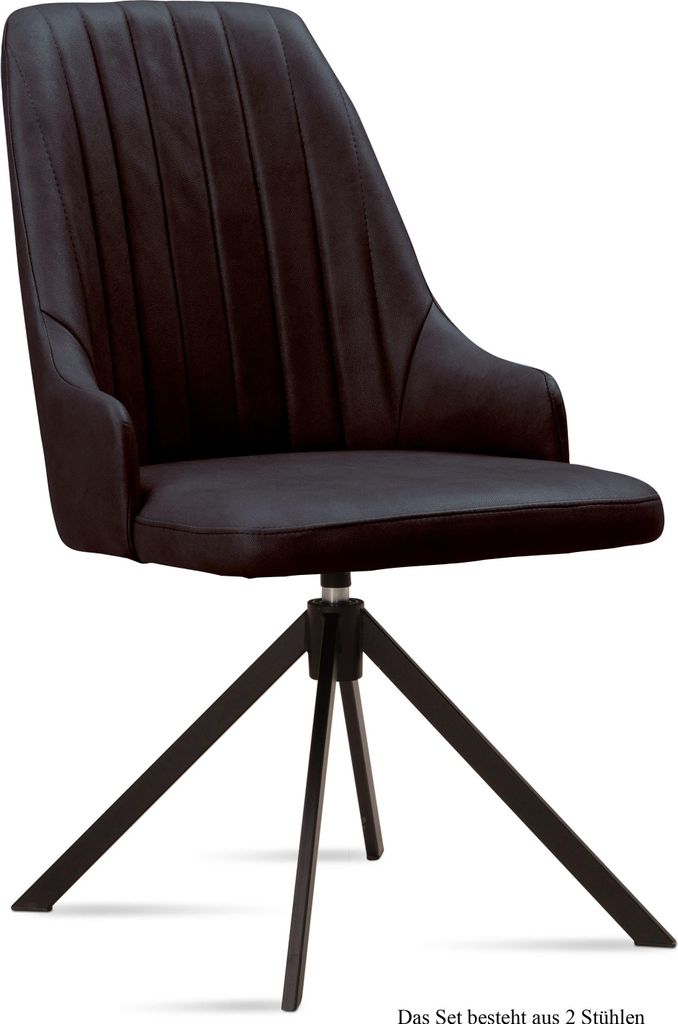 Esszimmerstuhl drehbar (2er-Set) Denise 52x91x60 Schwarz/Espresso