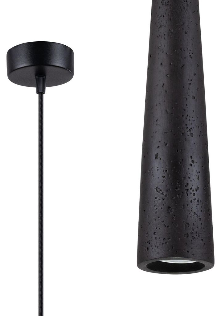 Hängeleuchte Beton GU10 D: 8 cm H: max. 125 cm Schwarz rund Industrial Design Hängelampe