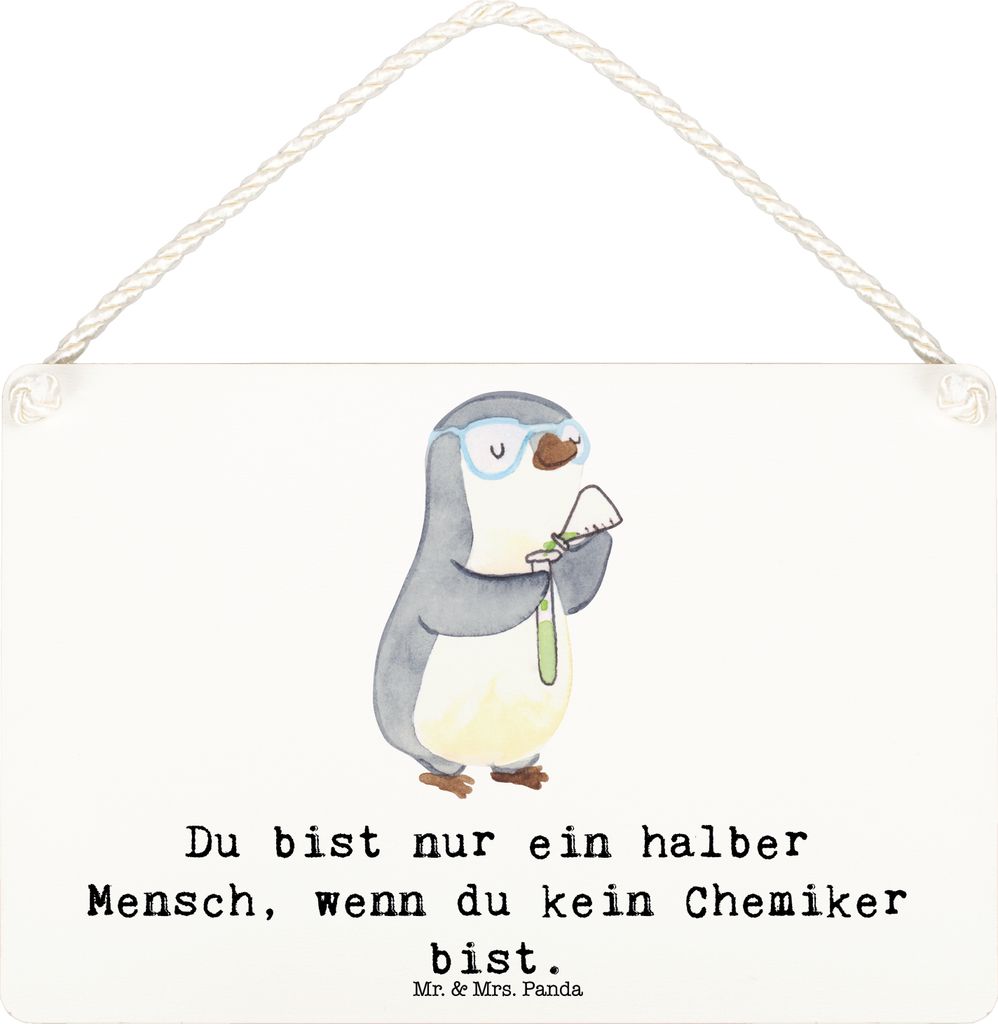 Mr. & Mrs. Panda Schild Chemiker Herz DIN A6 - Weiß - Geschenk, wandtafel, Spruch, kleine aufmerksamkeit, holzbild, Holzschild, Studium, dekotafel...