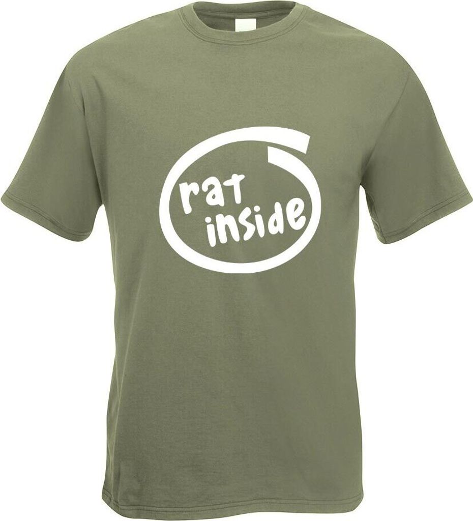 Kiwistar - T-Shirt - Olive - Rat Inside Motiv Bedruckt Funshirt Design Print - mit Motiv Bedruckt - Funshirt Design - Sport - Freizeit - Herren - M