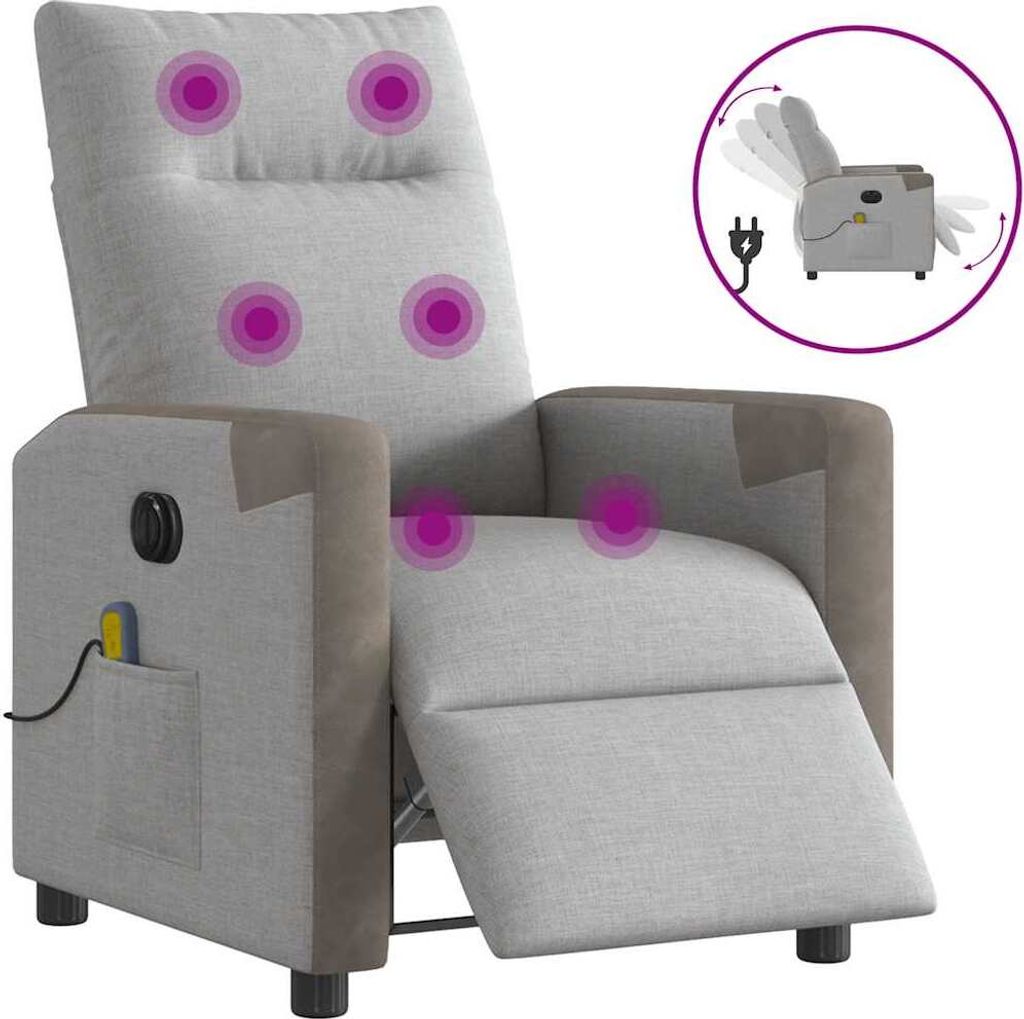 Maison Exclusive - Massagesessel Elektrisch Wolkengrau Stoff