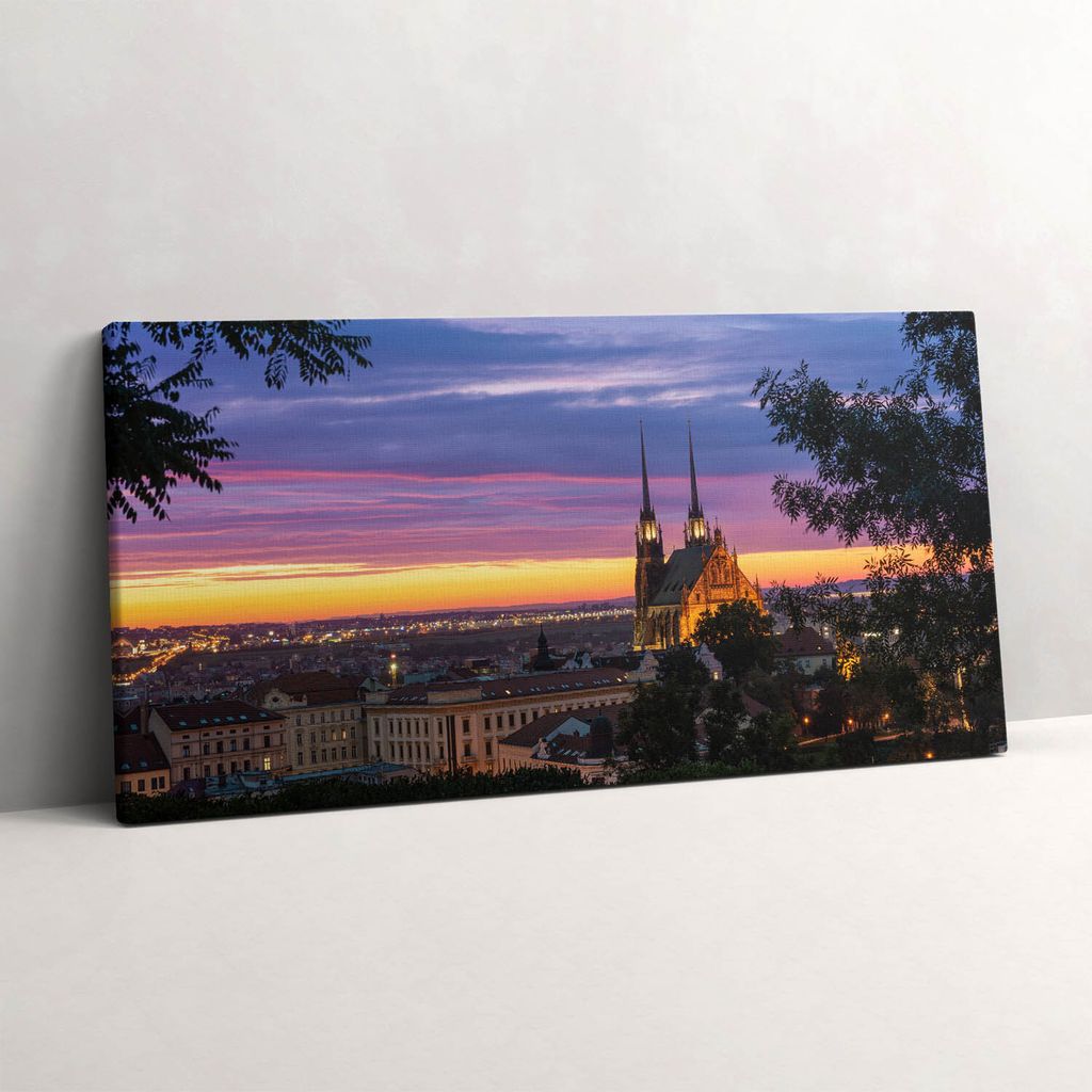Sonnenaufgang Brünn – Leinwandbild Wandbild – 120x60 cm – Leinwandbilder – Wandbilder – Schlafzimmer – Flur