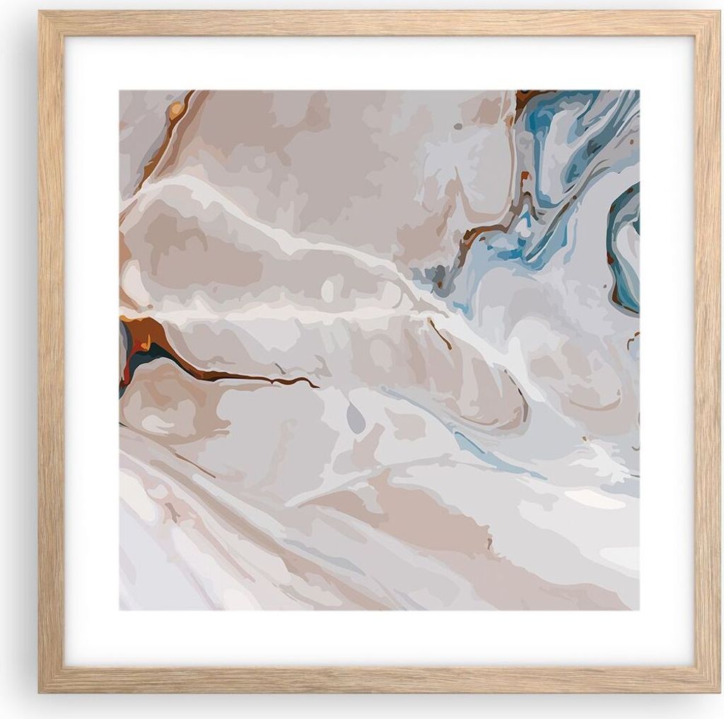 Gerahmtes Poster - Rahmen in heller Eiche - Abstraktion modern - 40x40 cm - Wand Bild - Wanddeko - Wandbilder - Wandposter - Bilderrahmen - Bilder ...