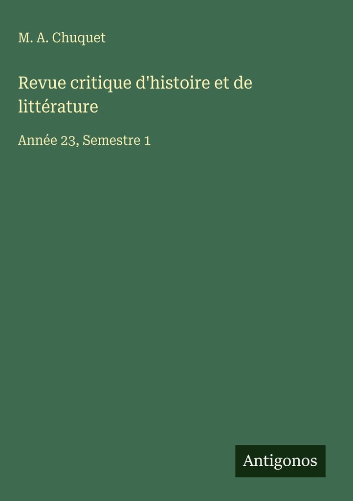 Revue critique d'histoire et de littérature