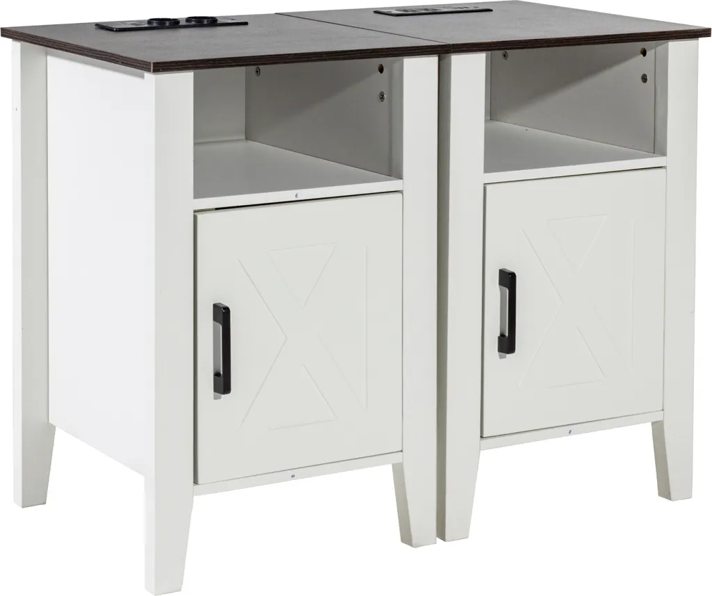 Table d'appoint VEVOR lot de 2 bout de canapé carré bois et métal noir