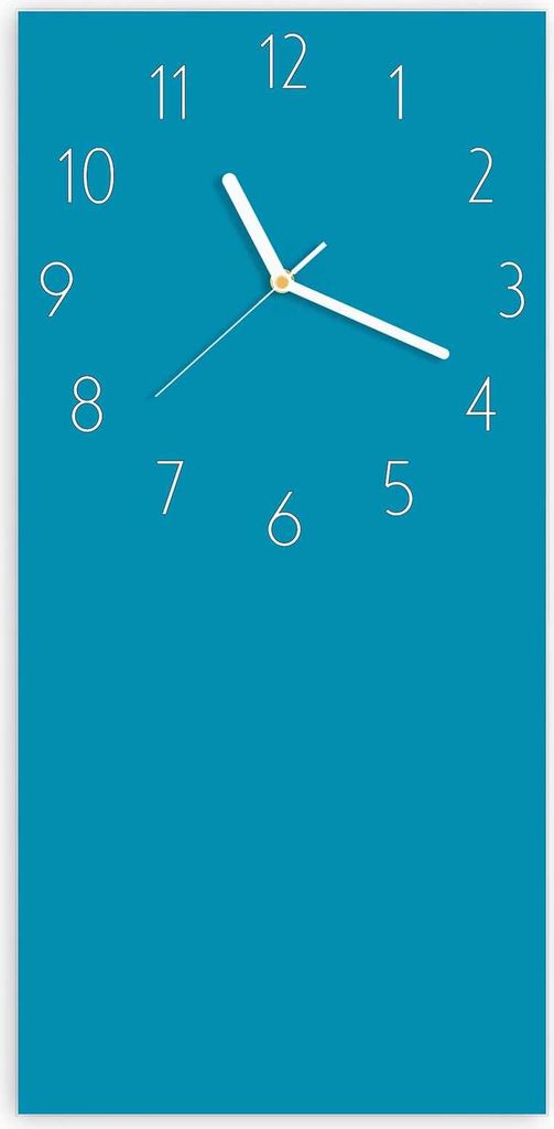 Wanduhr aus Glas mit Motiv Türkiser Hintergrund I- 30 x 60 cm - inkl. Aufhängesystem