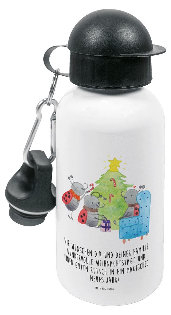 Mr. & Mrs. Panda Trinkflasche Weihnachten Smörle - Weiß - Geschenk, Kindergarten, Sportflasche, Wasserflasche, Pfefferminzstange, Wintermotiv, Ki...