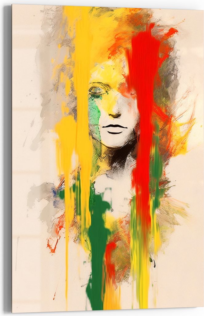 DEQORI Glasbild Echtglas 40x60 cm 'Farben des Gesichts ' Wandbild Bild modern Deko