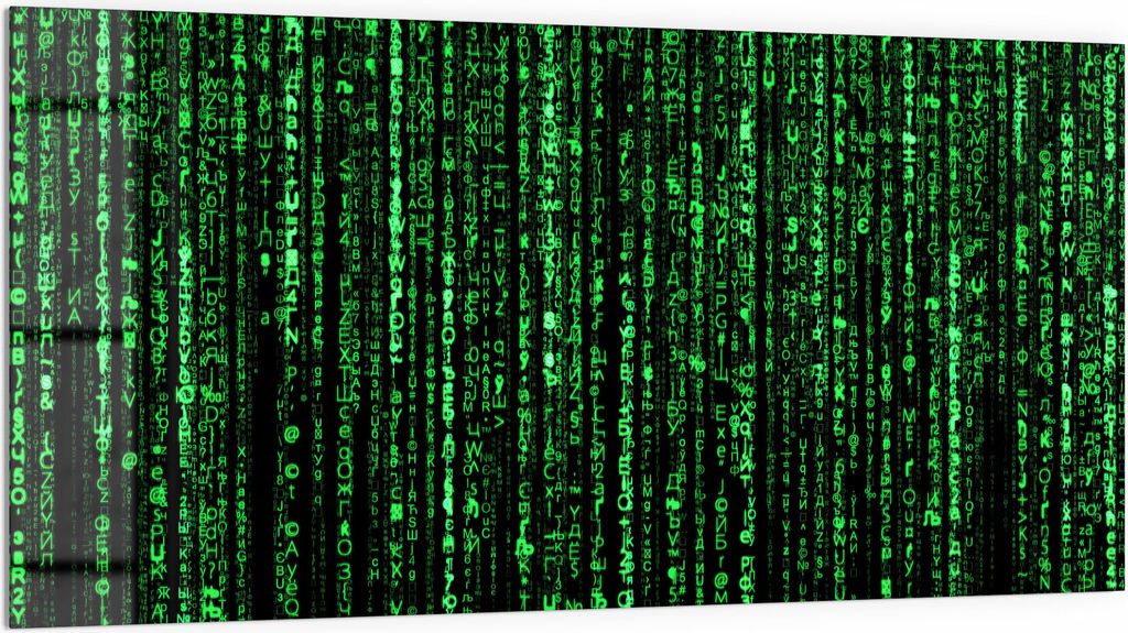 DEQORI Küchenrückwand Glas 100x50 cm 'Verschlüsselter Code' Spritzschutz Bad Rückwand