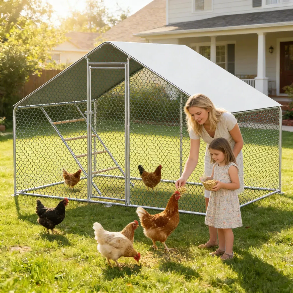 Poulailler de Jardin 6m² avec Toit de Protection et Fermeture Sécurisée