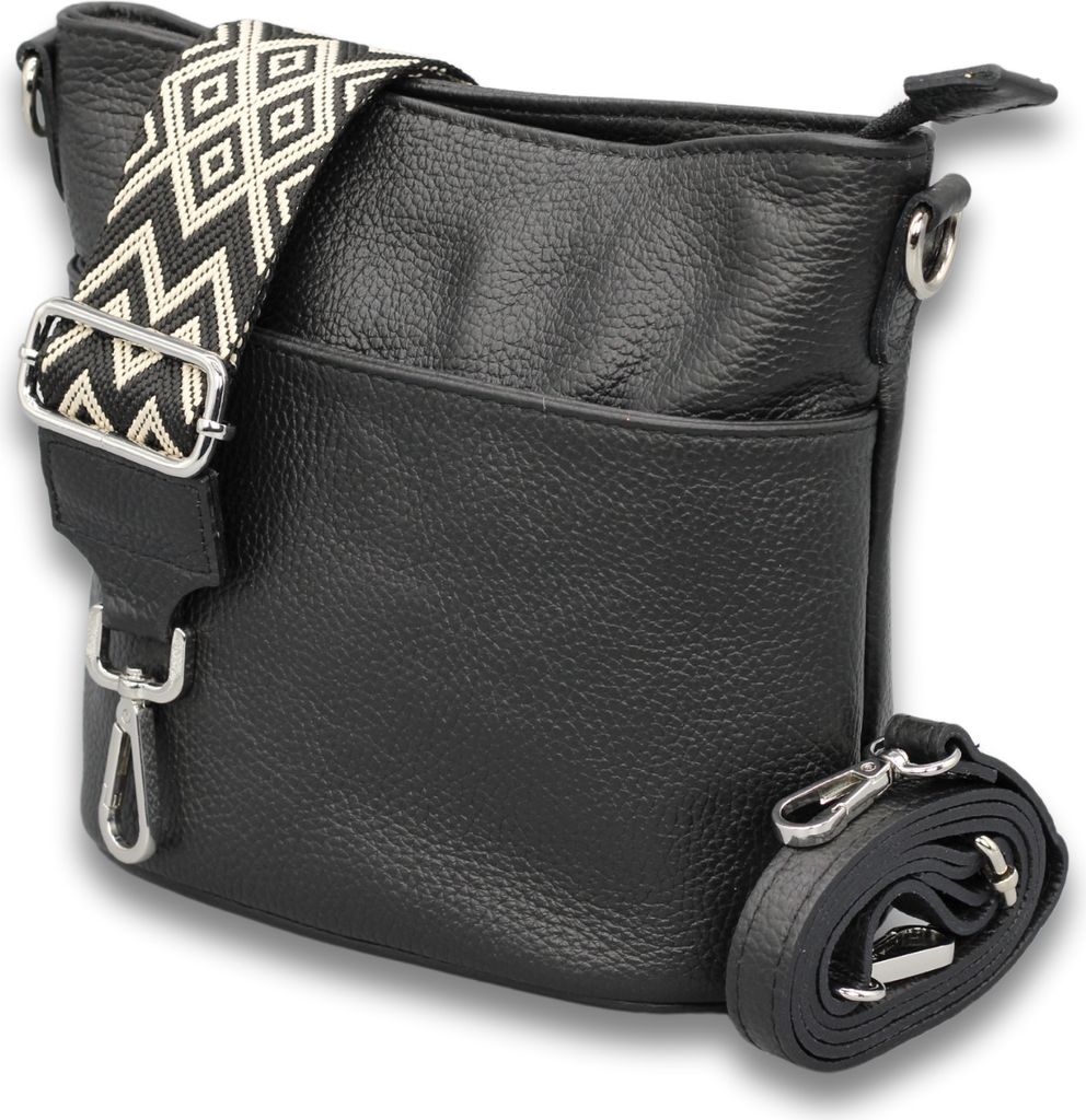 Adel Bags Lina Schultertasche Leder, Umhängetasche für Damen, Schwarz