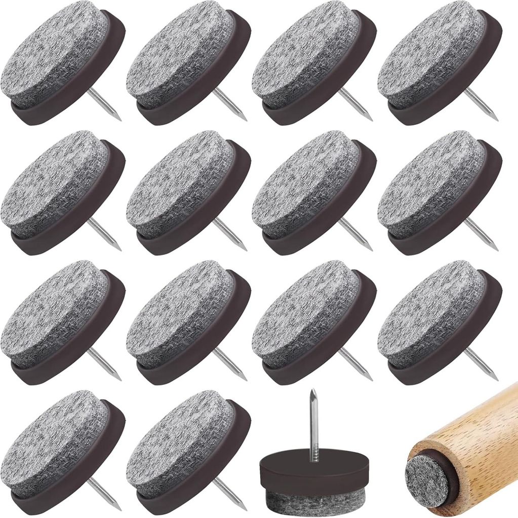Filzgleiter 60 Stück Nägel Schrauben professionelle Möbelgleiter Stuhlgleiter Filz zum Festnageln für Laminat Parkett Stuhl Ø 22 mm 5 mm Dicke