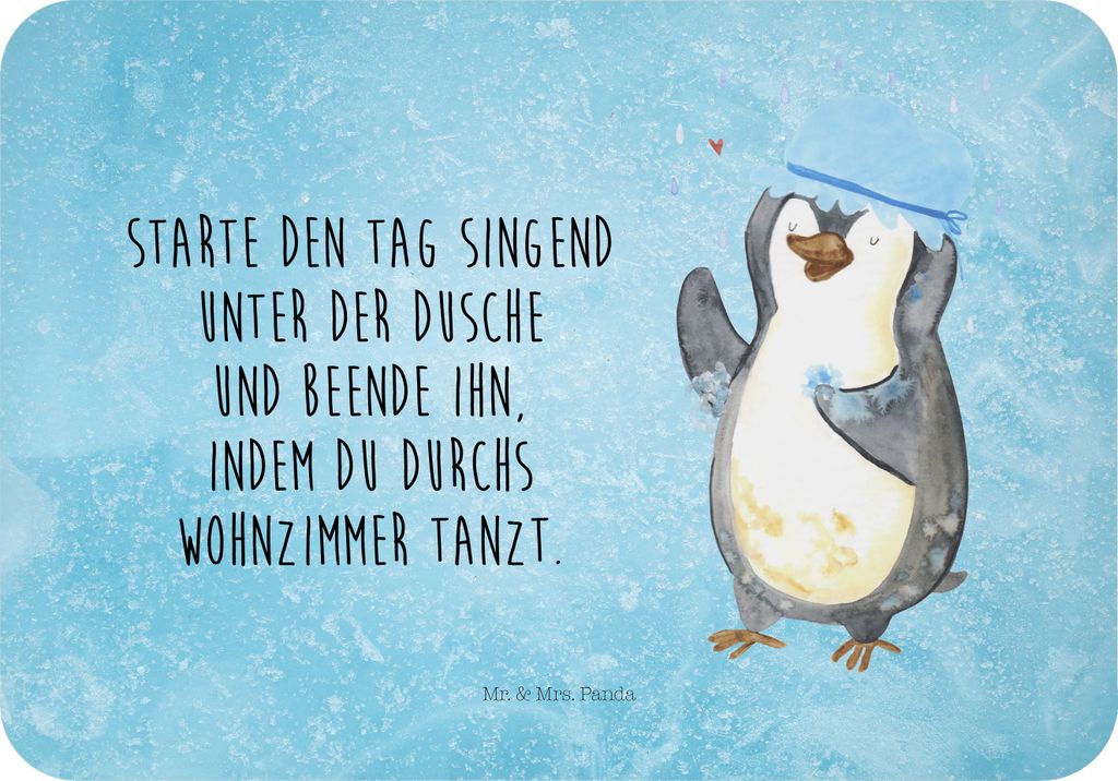 Mr. & Mrs. Panda magnet Pinguin Duschen - Eisblau - Geschenk, Pinnwandmagnet, Tanzen, Kühlschrankmagnet, Dusche, Singen, Motivation, zettelhalter,...
