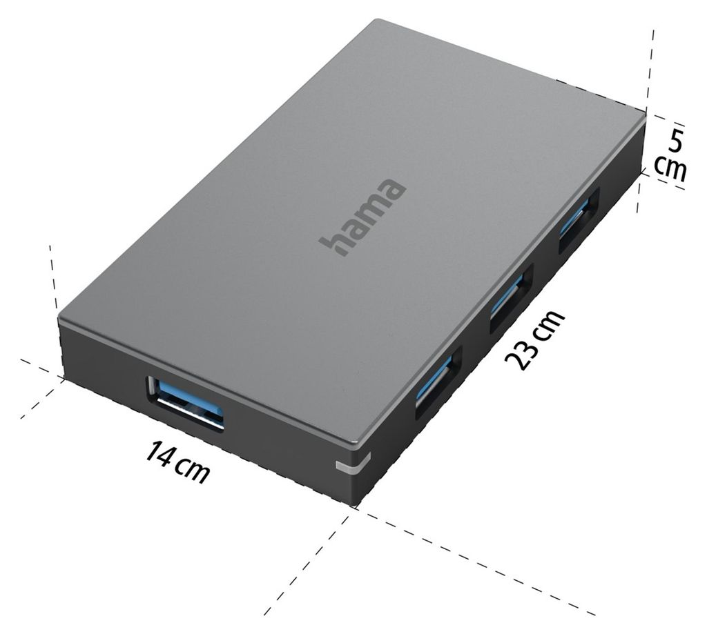 Hama USB C Hub Mit 5 Anschlüssen – HDMI 4K, USB 3.0, Power Delivery, Schwarz