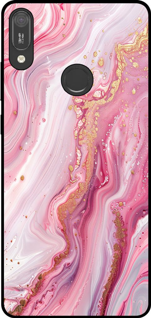 Smartphonica Phone Case Fit für Huawei Y6 (2019) mit Marmor-Druck - TPU zurück Abdeckung Fall Marmor-Design - Rosa