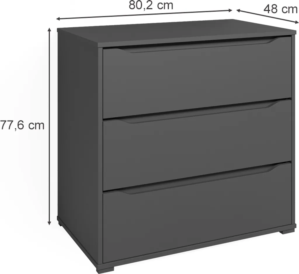 Petit meuble de rangement Vicco Ruben 3 tiroirs anthracite 48x77.6 cm - 3