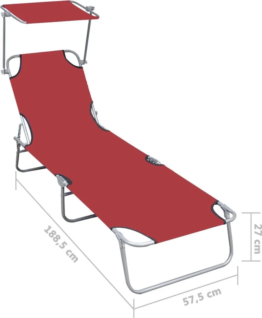 Lettino Pieghevole Alluminio Rosso con Tettuccio | Offerta Mare 2026 - 7