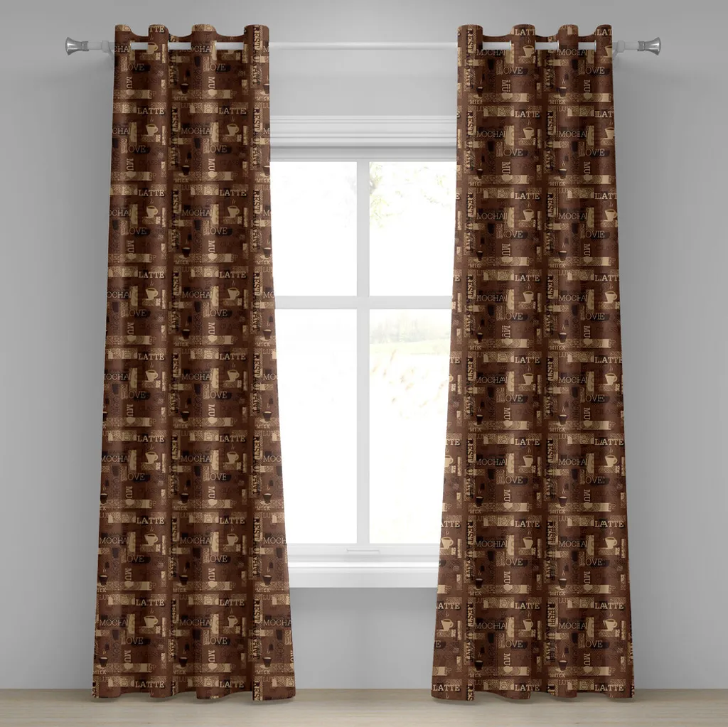 Rideau occultant partiel motif café beige en tissu haute qualité 280cm