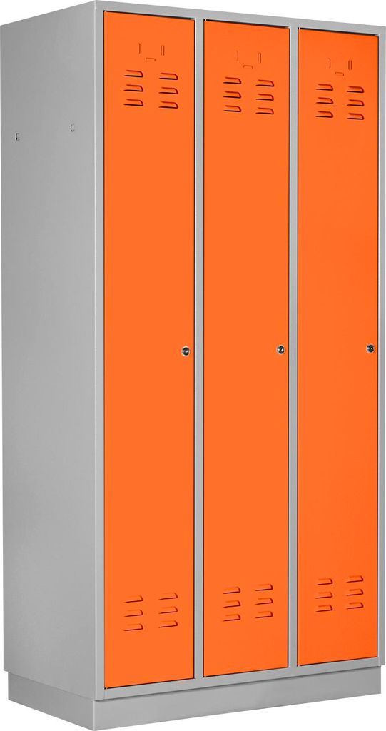 Garderobenschrank Ermine mit 3 Türen | HxBxT 178x89x50cm | Lichtgrau/Orange