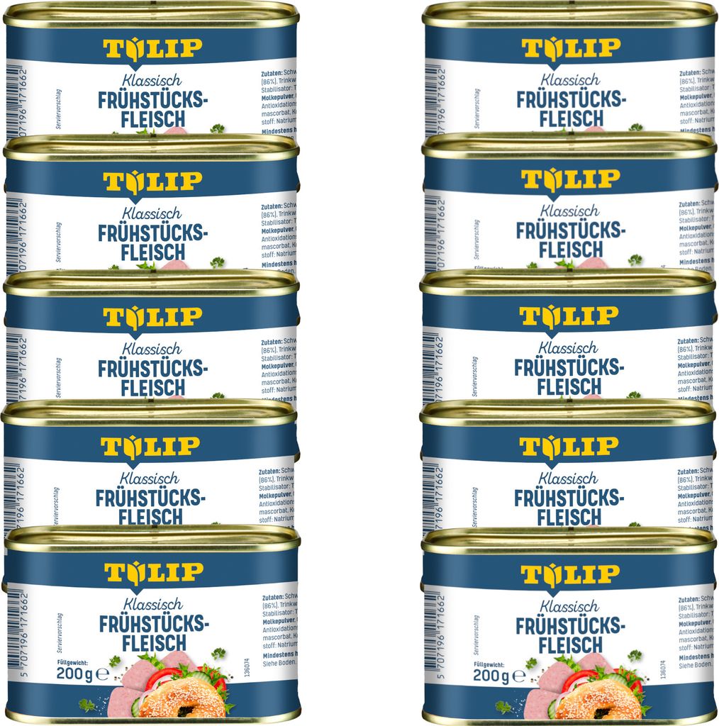 TULIP 10x 200g Frühstücksfleisch Original Dänische Delikatesse in Konservendose