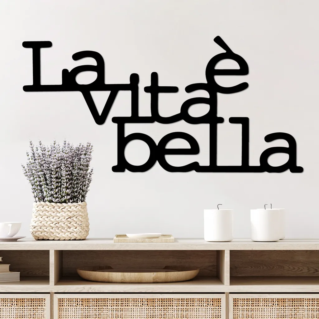 Acquista Wallity Vita E Bella 1 Decorazione Parete Metallo 60x30 Nero
