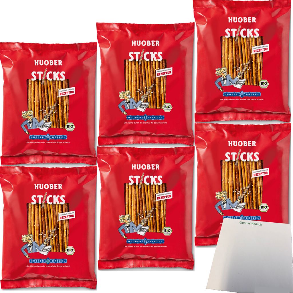 Huober Sticks Salzstangen 6er Pack (6x175g Packung) + usy Block