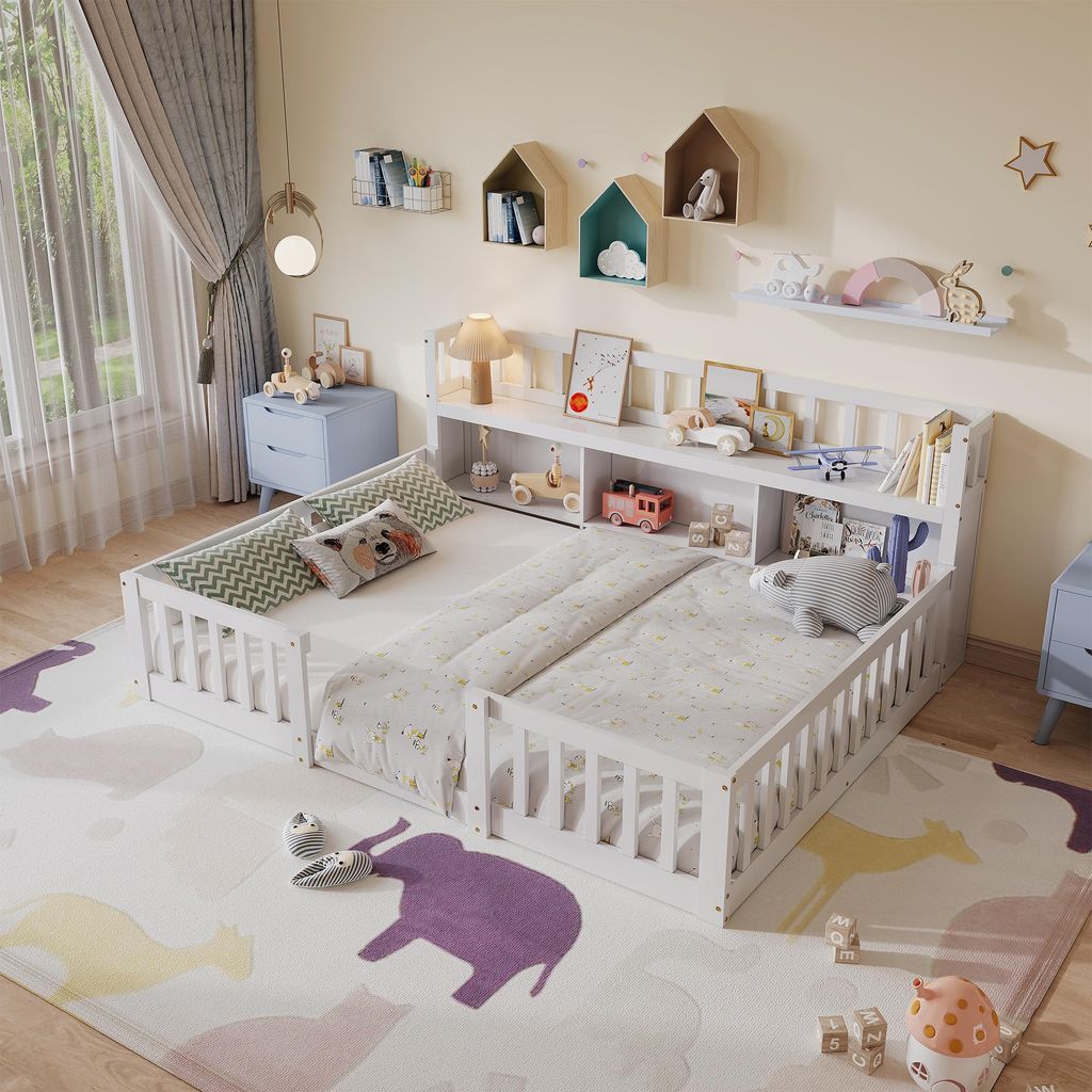 UnboxG Kinderbett Bodenbett 140x200 mit Rausfallschutz & Produktbild 