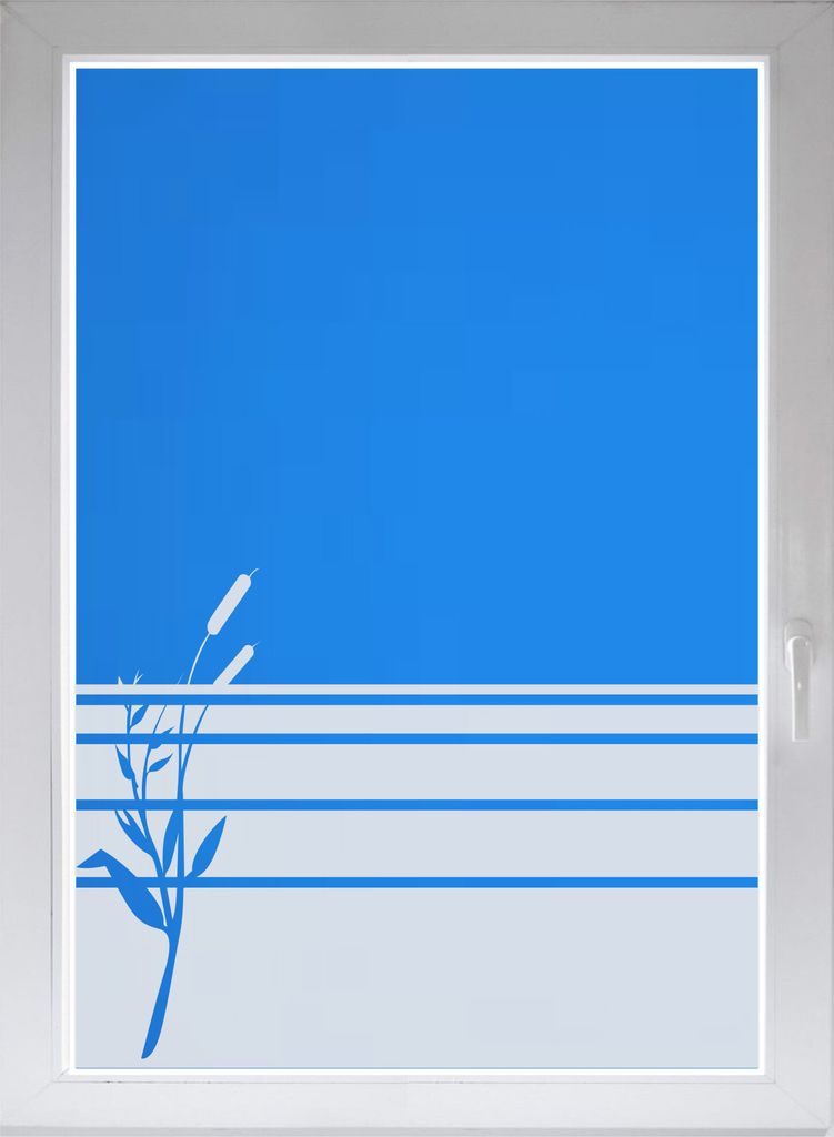 INDIGOS UG Fensterbild Schilfgras Glasdekor Bambus Sichtschutzfolie Fensterfolie Rohrkolben satiniert blickdicht - 1200mm Breite x 500mm Höhe