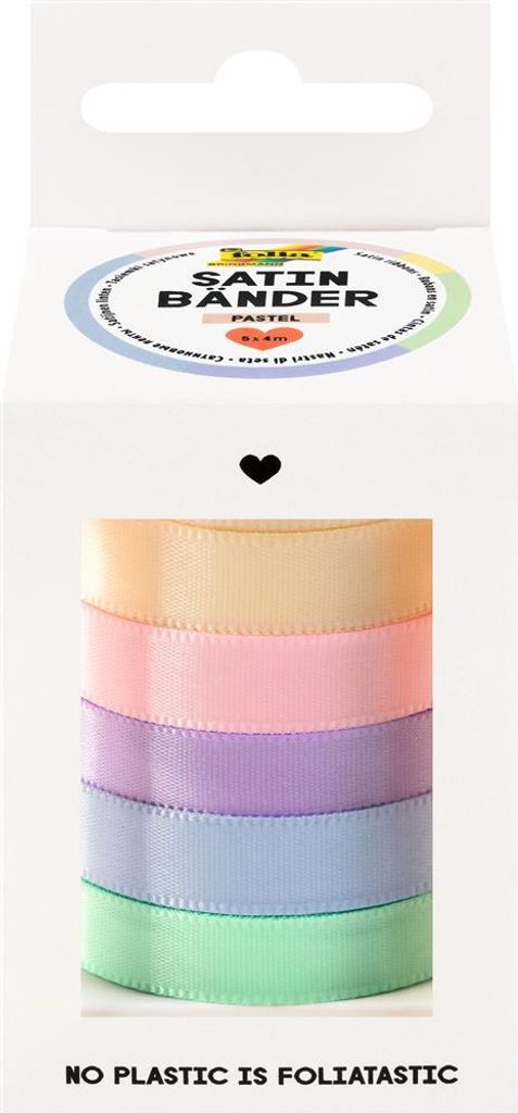 folia Satinbänder-Set PASTELL farbig sortiert 5 Bänder Produktbild 