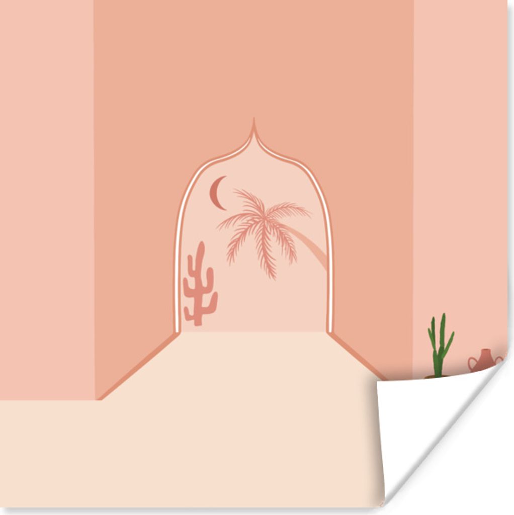MuchoWow Poster Abstrakte rosa Tor Illustration 30x30 cm - Wandposter - Printing