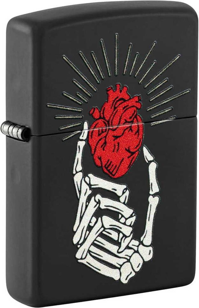 Zippo Benzin-Feuerzeug schwarz Skull Hand / Heart 60007350, unbefüllt