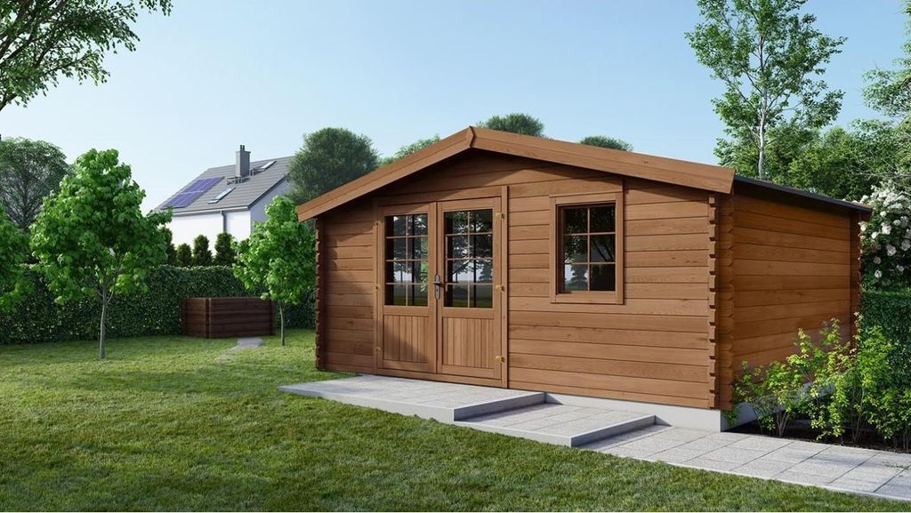 Abri de jardin en bois - 12m2 - 4x3m - Traité - Ep. 28mm - Image du produit 