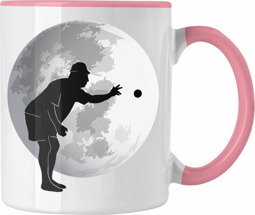 Trendation - Boule Tasse Geschenk Boule-Spieler Geschenkidee Grafik Mond Boule (Rosa)