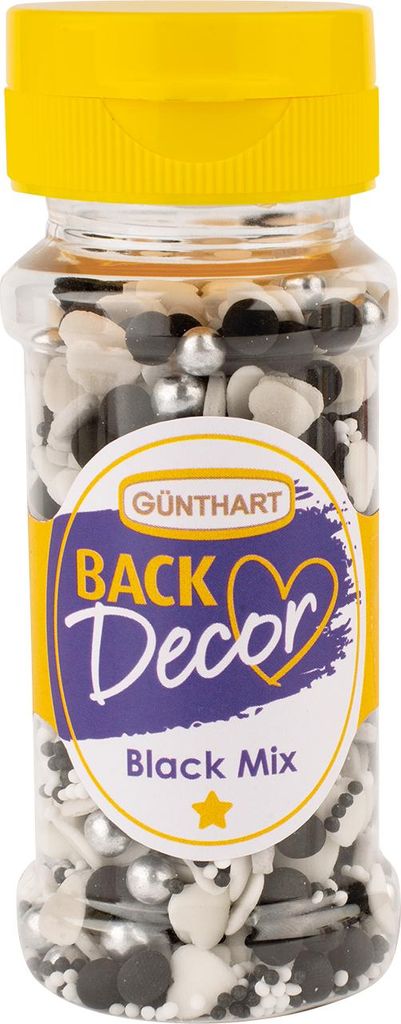 BackDecor 1 Dose Streudekor Black Mix 60 gr in den Farben Schwarz, Weiß, Grau und Silber